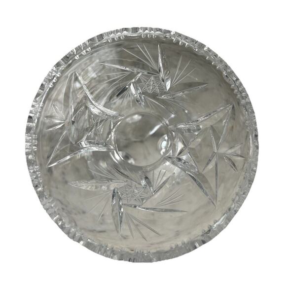 Vintage Bohemian Heavy Hand Cut 3 Footed Crystal Vase 5.75”H Clear Gift Feet - Picture 16 of 16